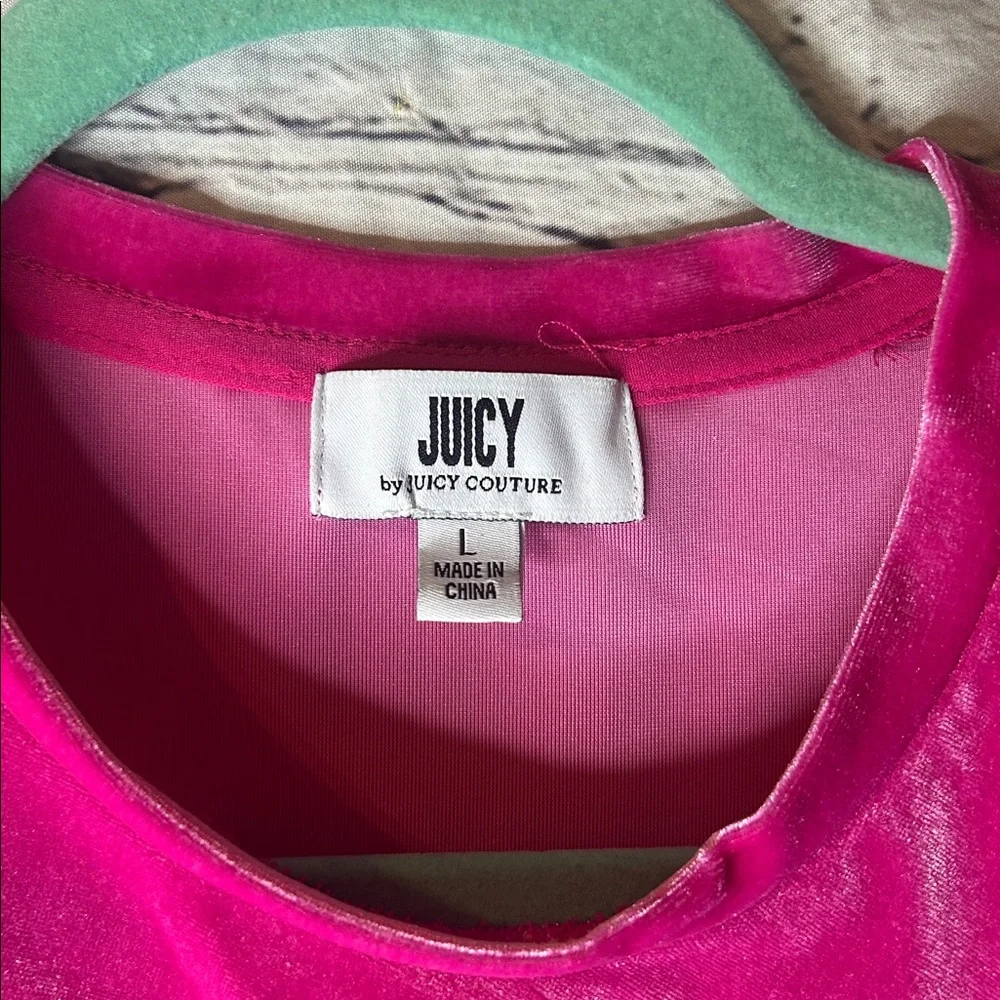 Juicy by Juicy Couture long sleeve velour preppy pinky bodycon dress size large - Picture 2 of 7